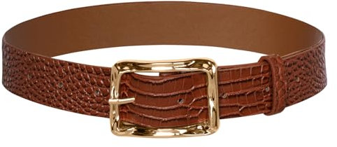 GRACE KARIN Pu-Ledergürtel für Damen Modische Damengürtel Aus Leder mit Dornschließe Einfarbiger Gürtel Braun L