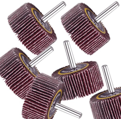 1.7-inch Abrasive Flap Wheel, Diameter 1-3/4inch/45mm 5-Pack Aluminum Oxide Flap Wheel Shank φ1/4''(6mm) Wheels Grit 80# 120#240#320# Mounted Sandpape (#80-5PCS)