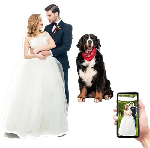 1-8 Ft Life Size Cardboard Cutout with Stand, Personalized Lifesize Picture Stand-Up Photo Props, Human Stand for Wedding Decoration, Anniversary Decoration, Party Decoration (6Ft (180cm))