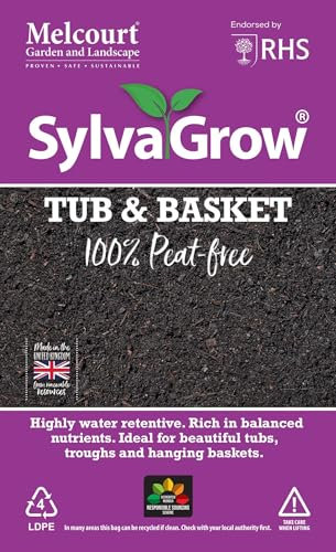 Melcourt Sylvagrow 40 Litre Tub & Basket Compost - Indoor Outdoor Garden Growing Soil - Perfect for Hanging Baskets, Tubs, Containers & Troughs