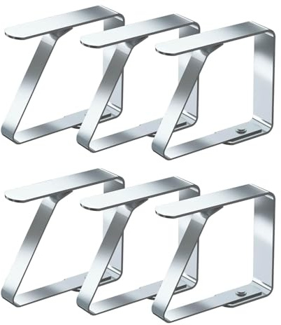 quxup 6 pinzas para manteles, de acero inoxidable, para mesas con un grosor máximo de 3 cm (4 cm x 6 unidades)