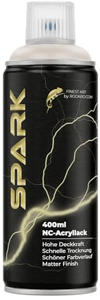 SPARK Sprühdose 400ml – Matte Sprühfarbe für Künstler, DIY, Modellbau & Möbel – Hohe Deckkraft, schnelltrocknende Spraydose - Lichtgrau