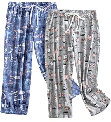 MIA LUCCE Cropped Pyjama Bottoms, Pyjama Bottoms Womens, Lounge Pants Women | Soft Lounge Sleepwear, Casual Capri Pants, Sleepwear with Stretch Drawstring