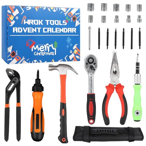 Calendario Avvento Attrezzo Uomini, Set di Attrezzo per Calendario Natalizio per Adolescenti, Adulti, Regali di Natale, Set di Attrezzo per Artigiani