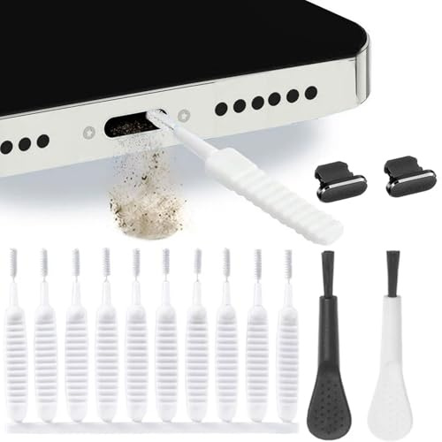 14 st rengöringssats för telefonportar, professionell USB-C-portrengörare, dammborstar och portskydd för mobila enheter, kontakter och uttag