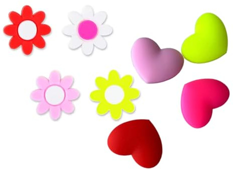 Obotsnoi Amortiguador de vibraciones de tenis, 8 unidades, de silicona, amortiguadores de raqueta de tenis, accesorios de silicona con forma de corazón y flores