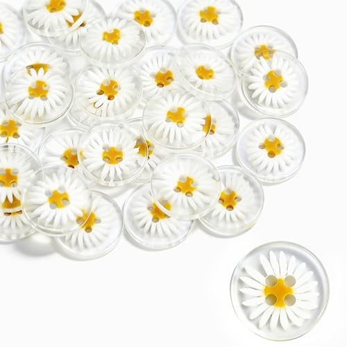 JAXICREY 30 botones para cárdigan, 20 mm, 4 agujeros, botones para abrigo, botones para niños, botones de bebé, margaritas, ropa, costura, manualidades, Navidad, manualidades, manualidades, decoración
