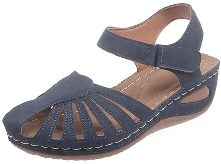 Generisch Sandali estivi Solid Hook Loop Casual Open Toe comodi da spiaggia, Blu, 42 EU