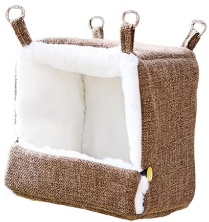 Hamac-nid Chauffant d'hiver, Confortable et Spacieux, avec Chauffage Intégré pour Perroquets, Idéal pour, et Les PE, Brun