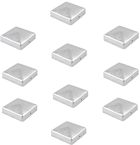 Baumarktplus 10x Pfostenkappe verzinkt Abdeckkappe für Pfosten Pyramide 91 mm 9x9 cm Zaunkappe Abdeckkappe Pfahl Zaun