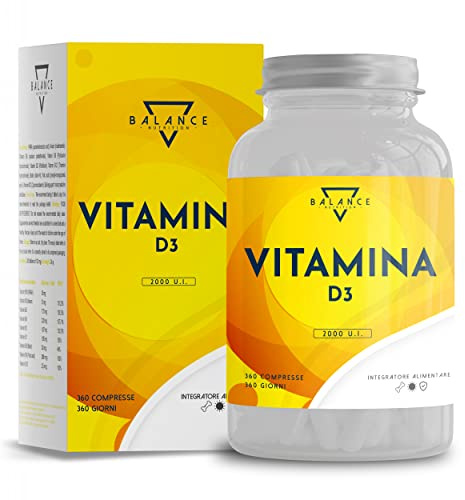 VITAMINA D3-360 COMPRESSE (Scorta 1 Anno) | Vitamina D3 2000 UI | Integratori Vitamina D I Benessere di Ossa, Denti, Muscoli e Sistema immunitario | Senza Glutine, OGM e Lattosio | Made in Italy
