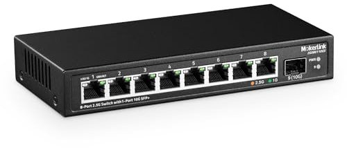 MokerLink 8 Port 2.5Gigabit Ethernet Switch mit 10G SFP Slot, 8 x 2.5G Base-T Ports kompatibel mit 10/100/1000Mbps, Metall Unmanaged Fanless Small Network Switch