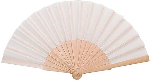 qijiefenCC Folding Hand Fans,Chinese Vintage Handheld Folding Hand Fan,Fabric Hand Fan,For Birthday Gift Wedding Dance Party Decoration Home Decor,White