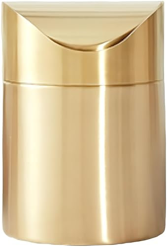 Papelera Escritorio Cubo De Basura De Escritorio Pequeño Mini Cubo De Basura De Mesa De Maquillaje para Baños Cocinas Tocador Dorado (L 4.7 × A 6.6 Pulgada)