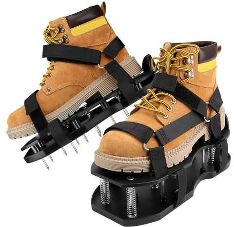 AIQII Zapatos de aireador de césped, zapatos de aireador de césped, zapatos de uñas, diseño automático de suciedad y hojas, para césped, aireador de jardín, zapatos de jardín