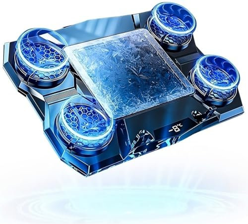 Gaming Laptop Cooler Semiconductor Stand Dual-Mode Thermoelectric & Fan System Notebook 12-17” Cooling Pad with RGB, Phone Holder, Adjustable Speed, 2-Port USB Hub - Conquer Lag, Stay Cool, Black