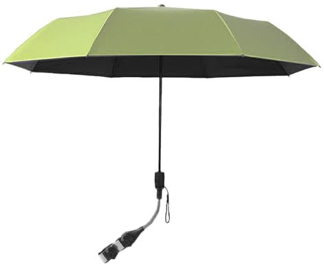 POTRUWE Sombrilla de silla con abrazadera universal, sombrilla de playa ajustable en 360°, paraguas portátil para sillas de ruedas, sillas de patio, sillas de playa (verde)