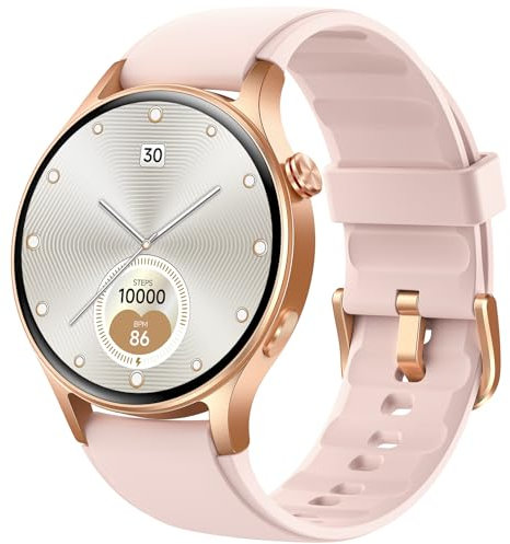 Smartwatch Damen Rund mit Telefonfunktion,1.32 AMOLED Always-On-Display Uhr Damen,110+ Sportmodi Watch mit SpO2 Pulsuhr Schlafmonitor,AI-Sprachassistent,IP68 wasserdicht Fitnessuhr für iOS Android