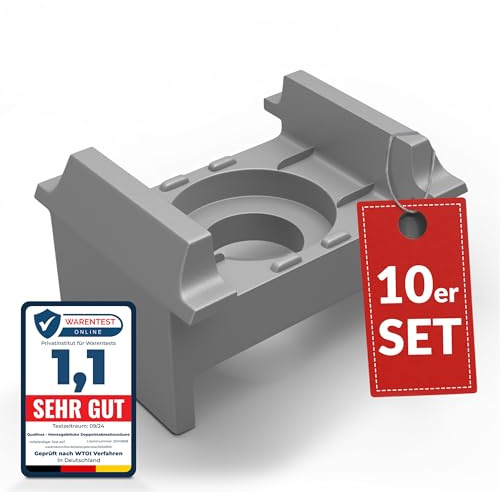 Qualinos 10x hochwertige Doppelstabmattenzaun Befestigung Zubehör Zaunhalter UV stabilisiert Silber 9006 für 40x60mm Zaunpfosten. Doppelstabmatten Halter, Zaunhalter Made in Germany