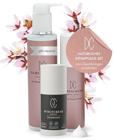 DAMENCREME Intimate Care Set for Women | Intimate Cream 75 ml + Wash Lotion 200 ml + Anal Care Cream 30 ml | Gentle Feminine Hygiene & Care | Gynecologist Recommended | Vegan & Dermatologically Tested