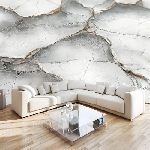 Art Papel Tapiz Fotográfico Textura de mármol gris Papel Pintado no Tejido 200x140 cm Lana Decoración De Pared Sala Cuarto Póster Mural para Sala de estar Dormitorio Infantil Decoración