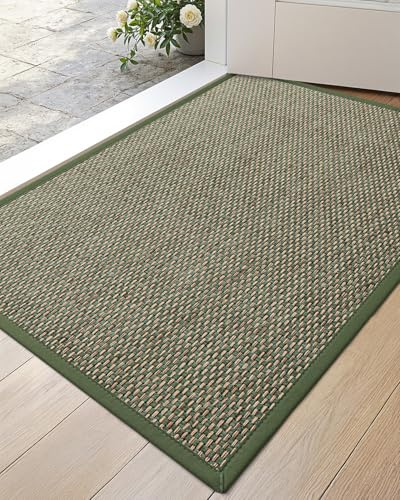 DEXI Ultra Thin Indoor Door Mat 24x36, Entrance Doormats, Green