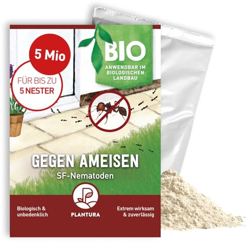 Plantura SF-Nematoden gegen Ameisen – 100% biologisch & hochwirksam, einfache Anwendung, Nützlinge aus Deutschland, 5 Mio für bis zu 5 Nester/ca. 1 m Mauer