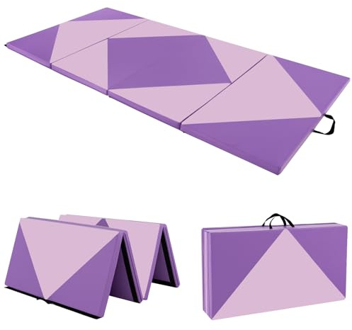 COSTWAY Mjuk golvmatta vikbar, 240 x 120/300 x 120 cm gymnastikmatta, bärbar, yogamatta, gymnastikmatta, hopfällbar matta, fitnessmatta