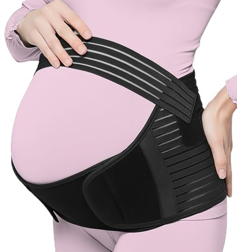 Pregnancy Support Belt, Adjustable Pelvic Maternity Support Belt Abdominal Binder XXL, Breathable Bump Belt for Pregnant Women, Pregnancy Belly Band for Back Pelvic Hip Abdomen Pain Relief, Black