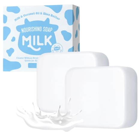 Wenrny Milk Nourishing Soap Bar For Face,Hand & Body,Milk Bar Soap Set of 2