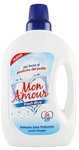 Mon Amour – Detergente líquido para lavadora azul marino extra perfumado, fórmula potenciada para ciclos cortos y en frío, detergentes para ropa y ropa fresca a largo blanco y de color, 1 x 1560 ml