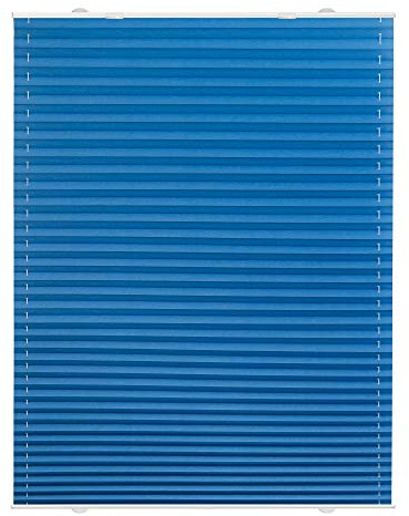 Lichtblick Plissee Haftfix, ohne Bohren, Montage mit Saugnäpfen, lichtdurchlässig, Blickdicht, mit eleganter Crushed Optik Blau, 80 cm x 130 cm (B x L)