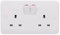 Schneider Electric GGBL3020D Lisse White Moulded, Switched Double Power Socket, Double Pole, White, 13 A, Pack of 5