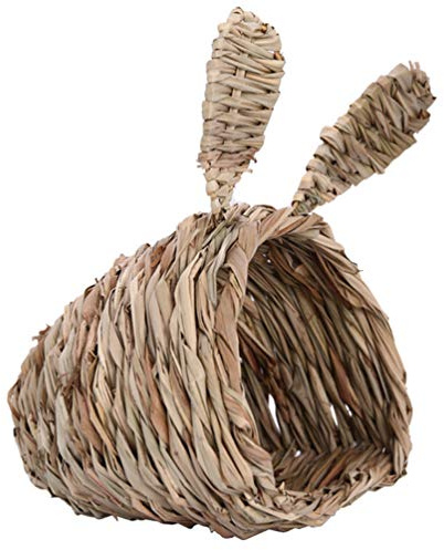 Balacoo Grass House Woven Hut Chinchilla Bed Guinea Pig Sleeping Nest Habitat for Chinchillas Guinea Pigs Rabbit Sleeping and Playing