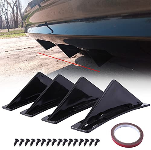 JMTBNO 4 pz Auto Paraurti Posteriore Lip Diffusore Universale Pinna di Squalo Nero Lucido Forma Curva Paraurti Posteriore Spoiler Diffusore Ala Splitter Accessori
