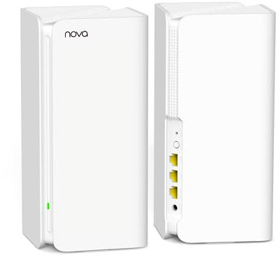 Tenda Nova MX15-Pro Mesh WLAN WiFi 6 System-AX5400 Dualband WLAN Mesh WiFi 6 System, empfohlen für Häuser mit 3-5 Schlafzimmern, 6*Gigabit Port–Ersetzt Router & Repeater–Kompatibel Mit Alexa, 2Pack