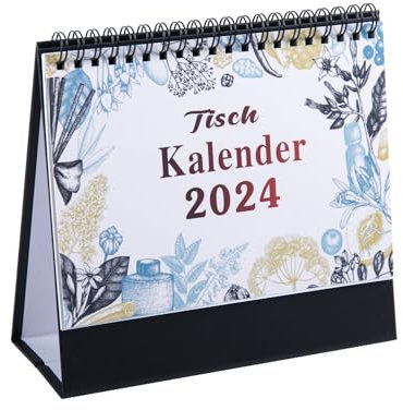 Matymats Kleiner Kalender Tischkalender 2024 Monatskalender, Schreibtischkalender, büro Tischkalender 2024 zum Aufstellen, Stehkalender 2024 mit Monatsplaner To-Do-Liste für büro (Blumig)