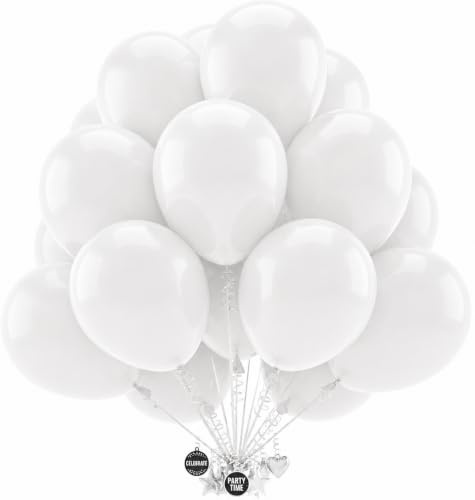 Artier 50 Biodegradable White Balloons, 10 Inch Large Natural Eco Friendly Latex Balloons for Helium or Air, Party Balloons for Weddings, Party Backdrop, Baby Showers, Anniversaries and Engagements