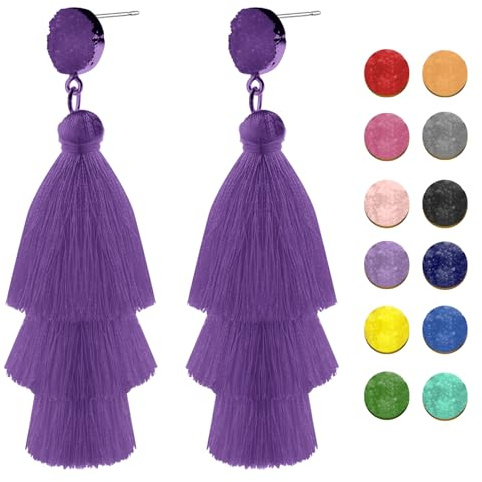 Boucles d'oreilles à pompons bohème, pendentif à pompon rouge, boucles d'oreilles pour femme, boucles d'oreilles pendantes d'été, boucles d'oreilles pendantes de Noël, Coton