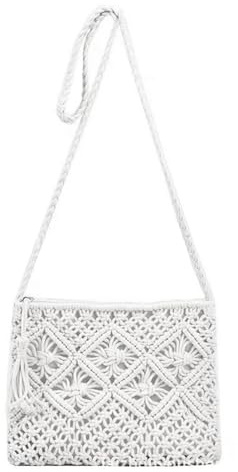 GWAWG Sac à bandoulière tissé à la main pour femme - Sac à bandoulière en paille - Fermeture éclair - Multifonction
