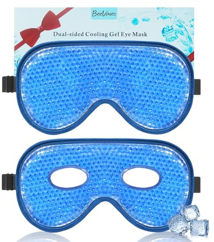 BeeVines Lot de 2 masques glacés en gel rafraîchissant pour yeux gonflés pour homme et femme, compression froide et chaude pour post-chirurgie, gonflements, allergies et migraines