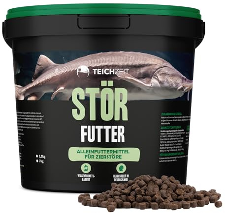 Alimento para estanques | Pienso de esturión premium | Pienso para peces hundimiento Pallets de 4,5 mm de tamaño | Comida para estanque de esturión en estanques de jardín | Fabricado en Germay | 1