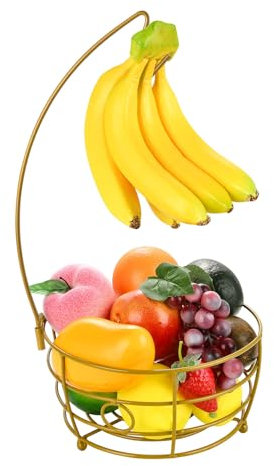 DIYZON Corbeille à Fruits de Comptoir Avec Cintre banane, Bol de Rangement Moderne pour Fruits et Légumes, Convient pour Comptoir de Cuisine, Panier de Rangement en fil Métallique