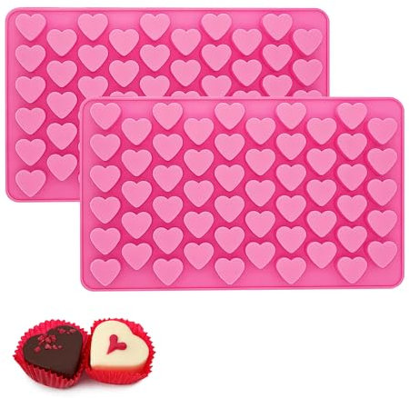 2 Pcs Heart Shaped Silicone Moulds,55 Heart Sweet Mould,Ice Cube Tray for Baking Cake Food Chocolate Jelly Mini Soap Candy