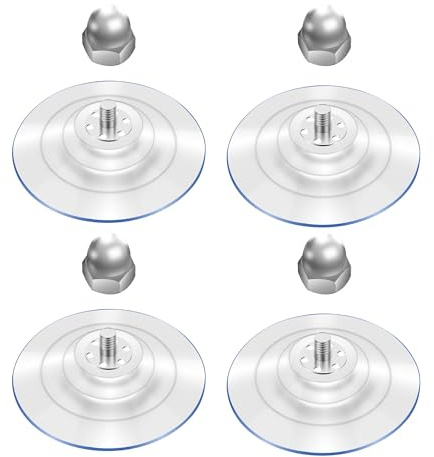 HiPetpy 4 Pack Cat Window Perch Suction Cups, Strong Adhesive Replacement PVC Suction Cups with Screws for Foldable & Cordless Cat Window Hammock Seat, Holds Up to 40 lbs
