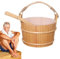 Secchio da sauna con mestolo - eleganti anelli in metallo - forte corda di canapa | Secchio da sauna di alta qualità con mestolo, orologio, articoli termali fatti a mano per il relax