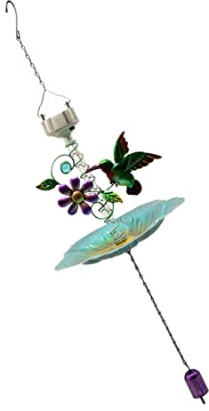 Toyvian Comedero para Pájaros al Aire Libre Luz Solar Colgante de Hierro, Capacidad Grande, para Jardín y Balcón, Decorativo para Aves Pequeñas como Canarios y Loros