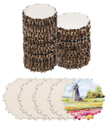 QUARKZMAN Madera Contrachapada para Manualidades, 50 Piezas 3cm Discos de Madera sin Tratar de Copo de Nieve Decoración para Pintar, Bodas, Diy, Pirograbado, Regalos, Decoraciones Navideñas