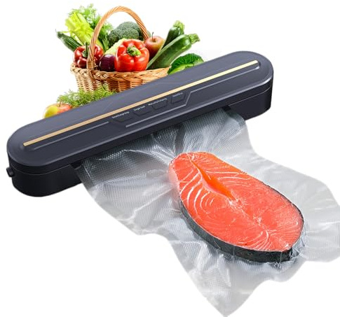Embasadoras Vacio Alimentos con 10 Bolsas de Vacío, Máquina de Envasado al Vacío Domestica Rápida 60 Kpa Selladora de Alimentos Profesional para la Conservación de Alimentos Secos y Húmedos