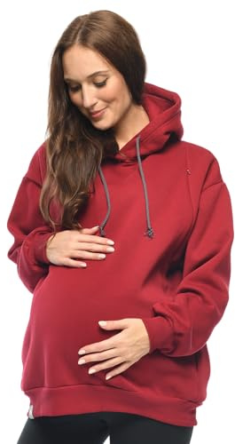 MijaCulture Umstandsmode Oversize 2in1 Maglione per allattamento & Maglione premaman Stilltop Stillpulli Naomi M016, rosso bordeaux, S-M